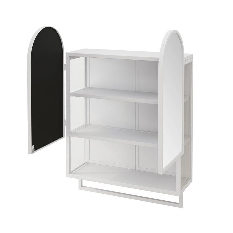 Double Arched Mirror Wall Cabinet With 2 Doors, Featuring Adjustable Shelves And Towel Rack by HouseOfZazla