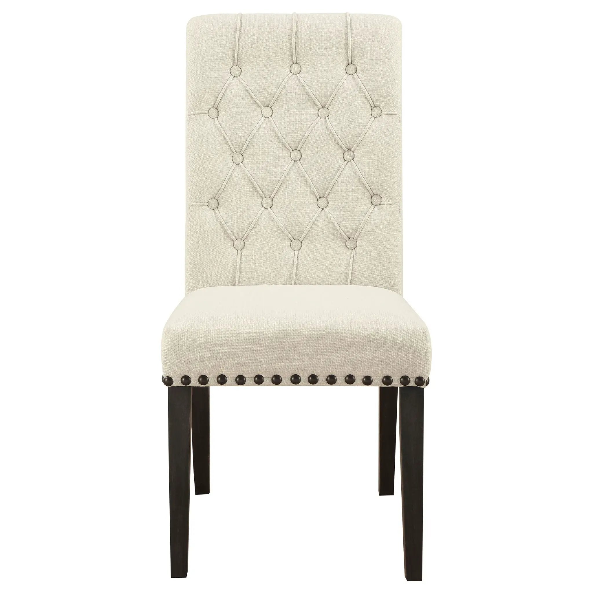 Alana Upholstered Dining Side Chair Beige Smokey Black (Set of 2) by Unique Piece Furniture