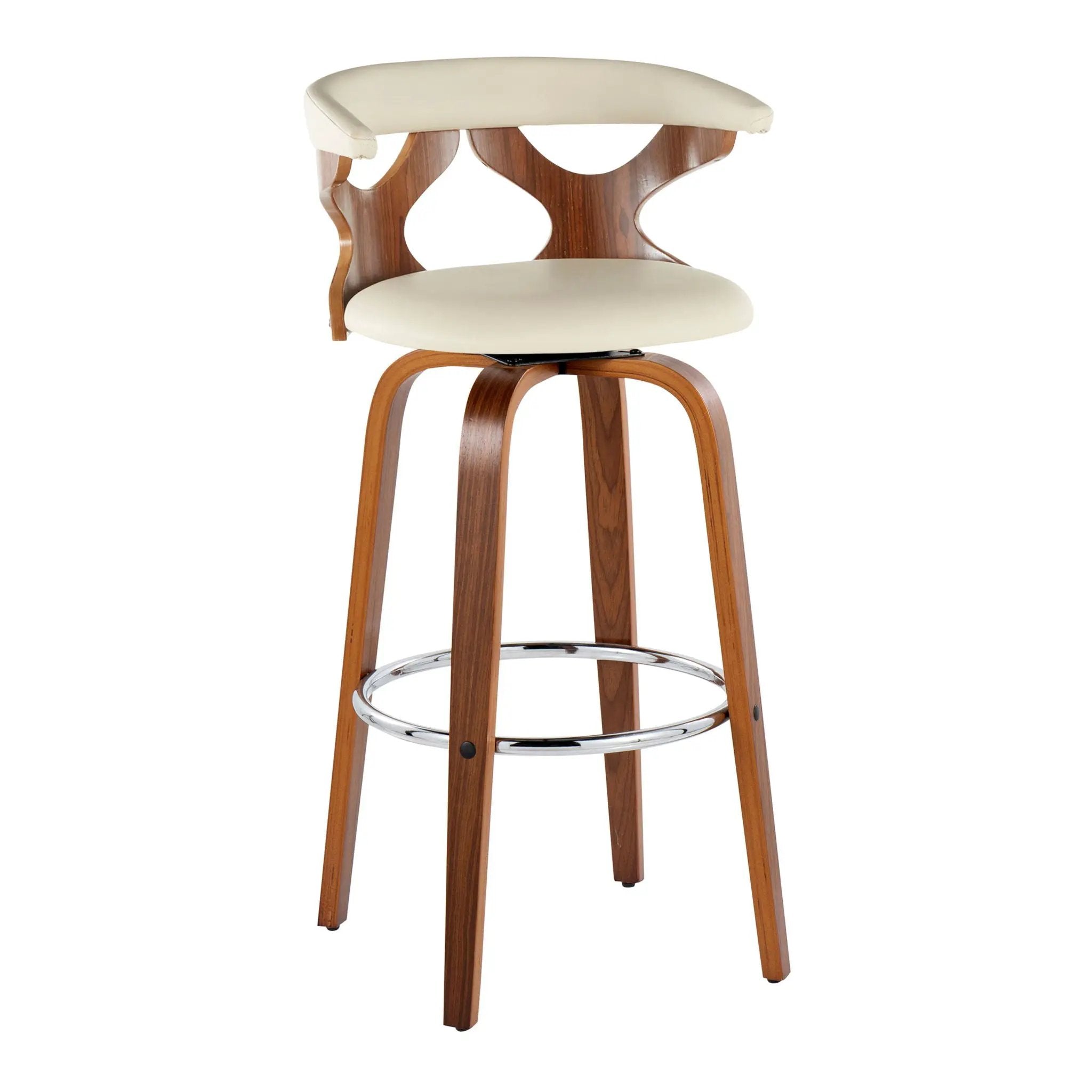 Gardenia - Mid Century Modern Fixed Height Barstool With Swivel With Round Footrest (Set of 2) by Unique Piece Furniture