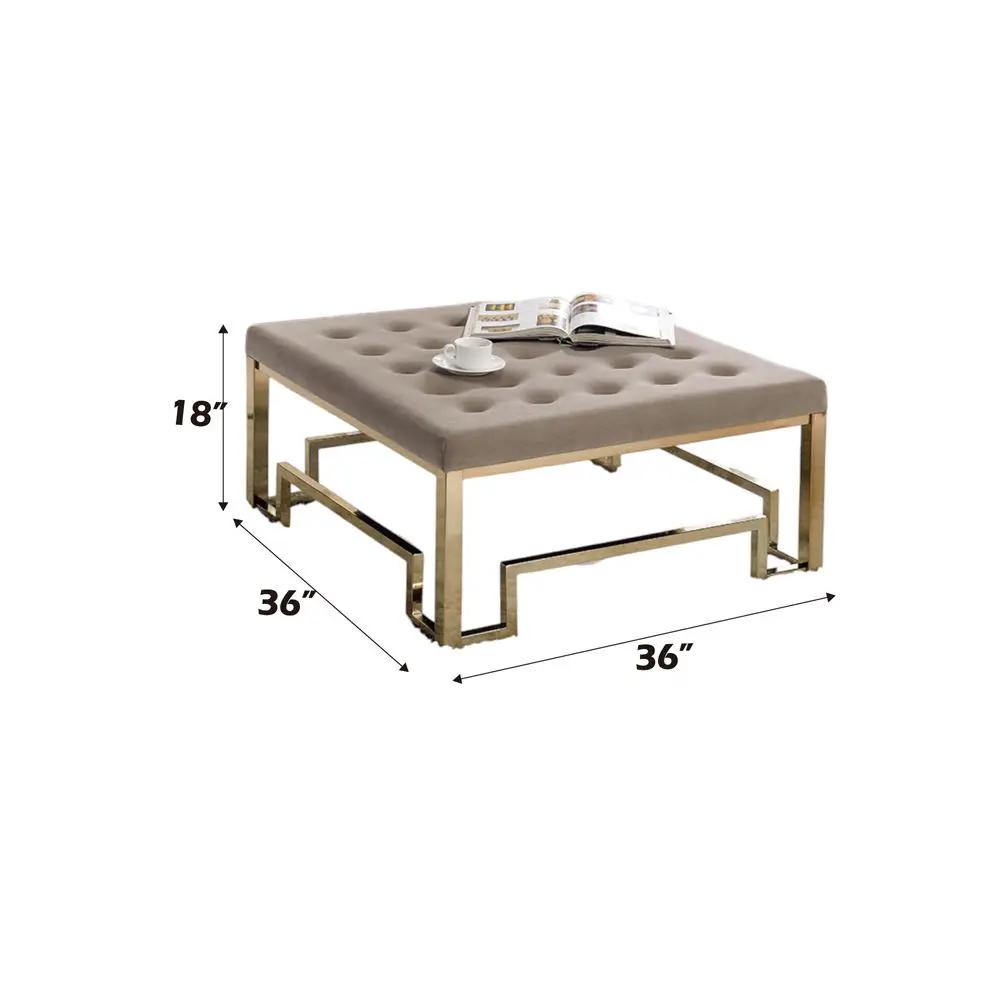 Damien - Cocktail Ottoman - Beige Fabric & Champagne by Unique Piece Furniture