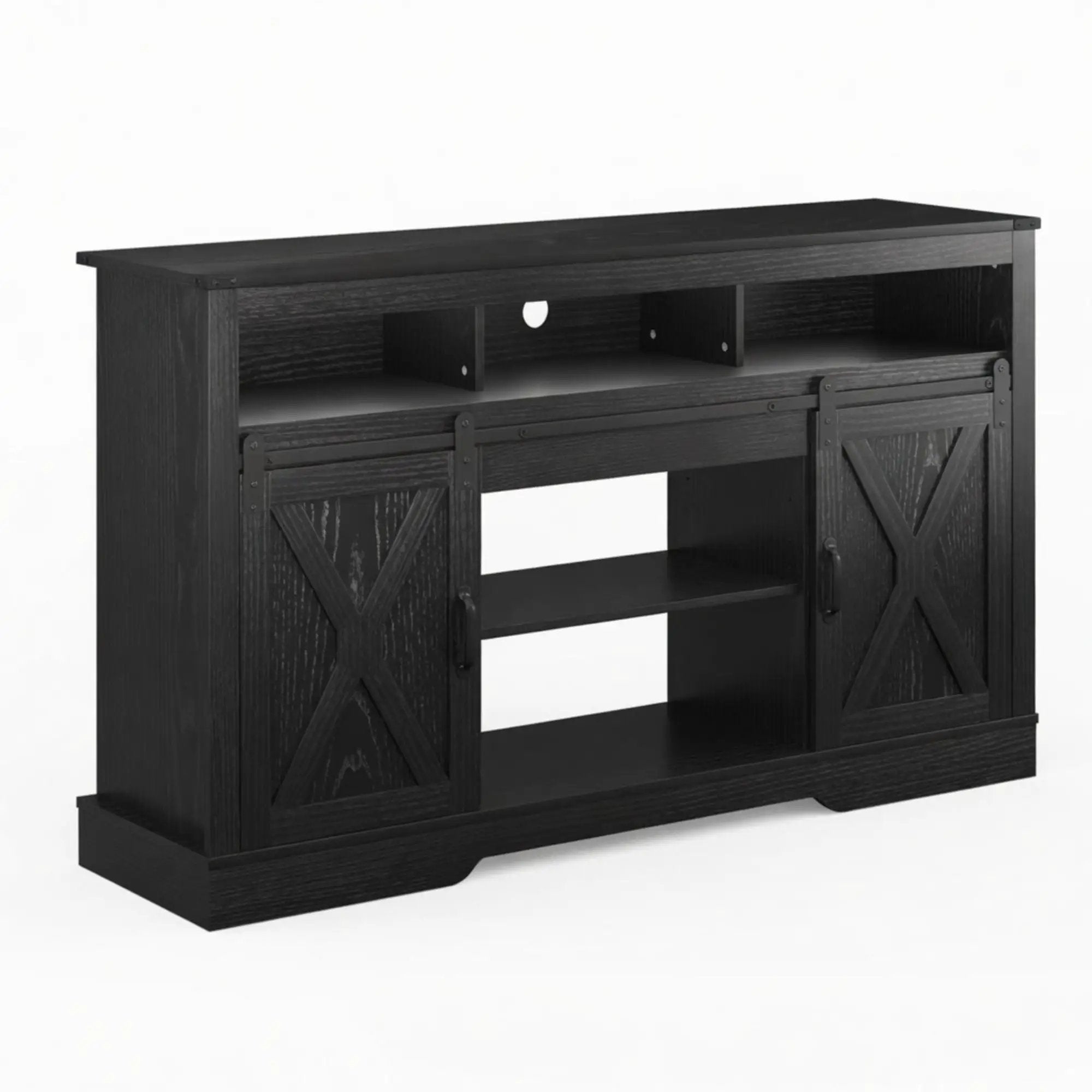 Farmhouse TV Stand With Sliding Barn Doors & Adjustable Storage by HouseOfZazla