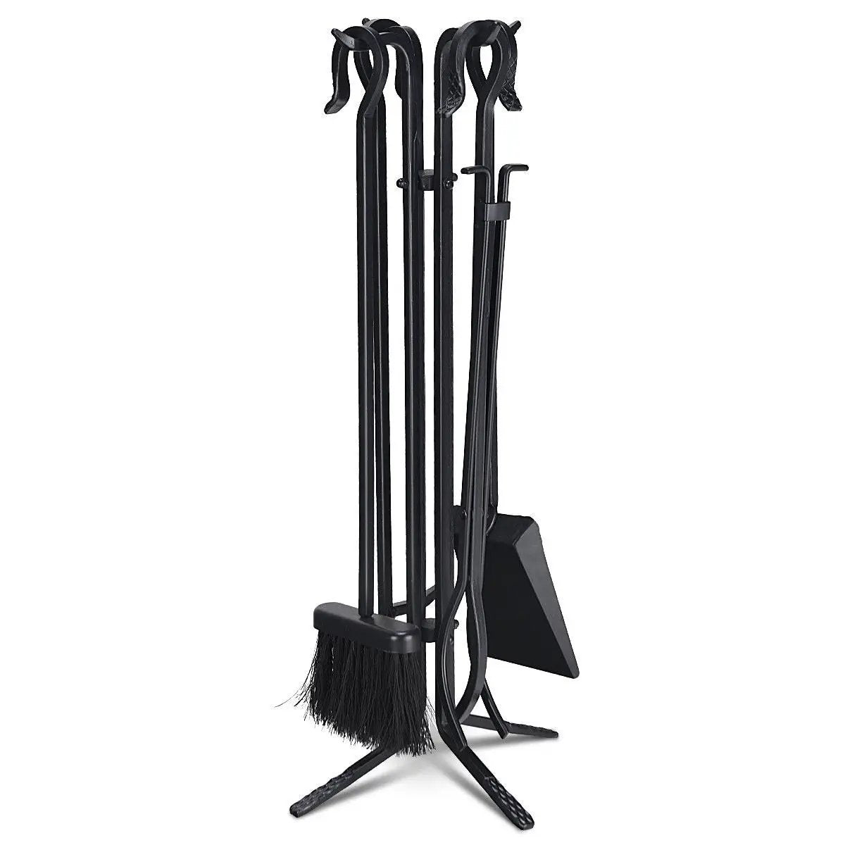 5 Pieces Fireplace Iron Standing Tools Set by DirectDeals