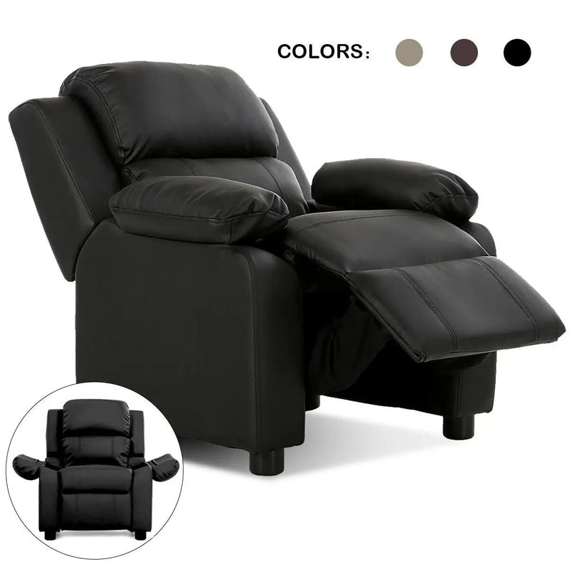 Kids Deluxe Headrest Recliner Sofa Chair with Storage Arms by DirectDeals