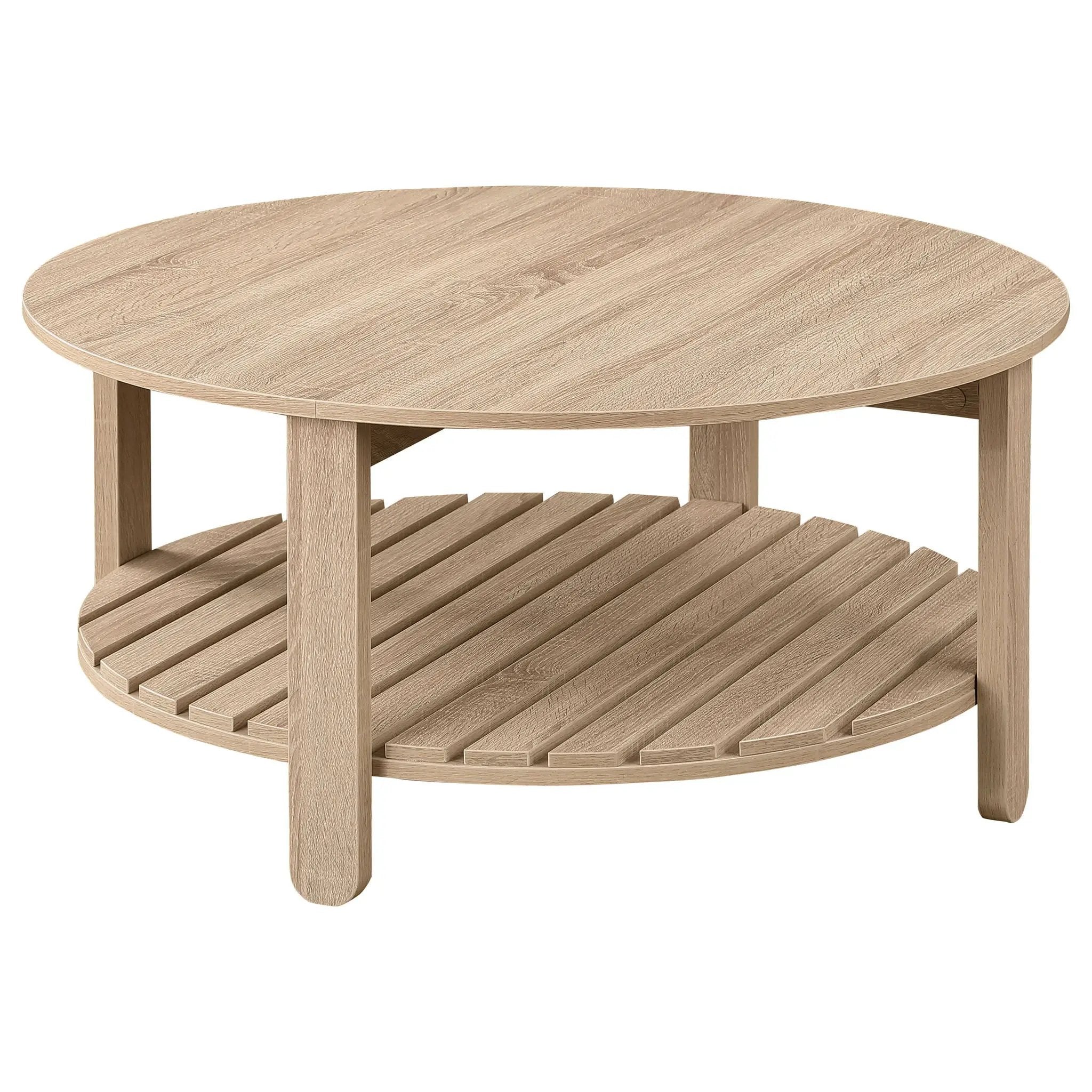 Fowler 1-shelf Round Engineered Wood Coffee Table Natural by Unique Piece Furniture