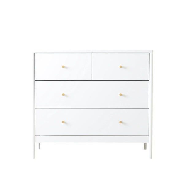 4 Drawer Kids Dresser With Antique Brass Pulls - White
