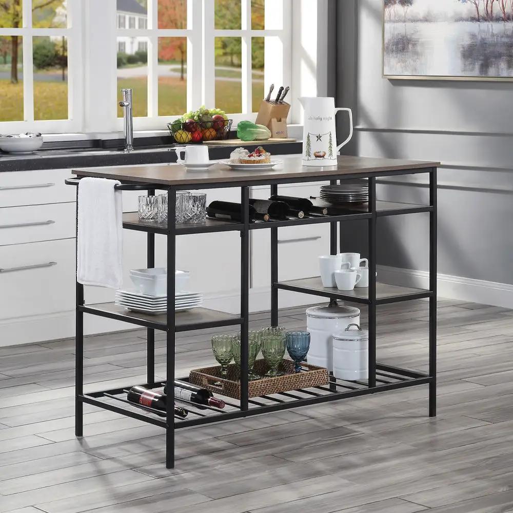 Lona - Kitchen Island - Rustic Oak & Black by Unique Piece Furniture