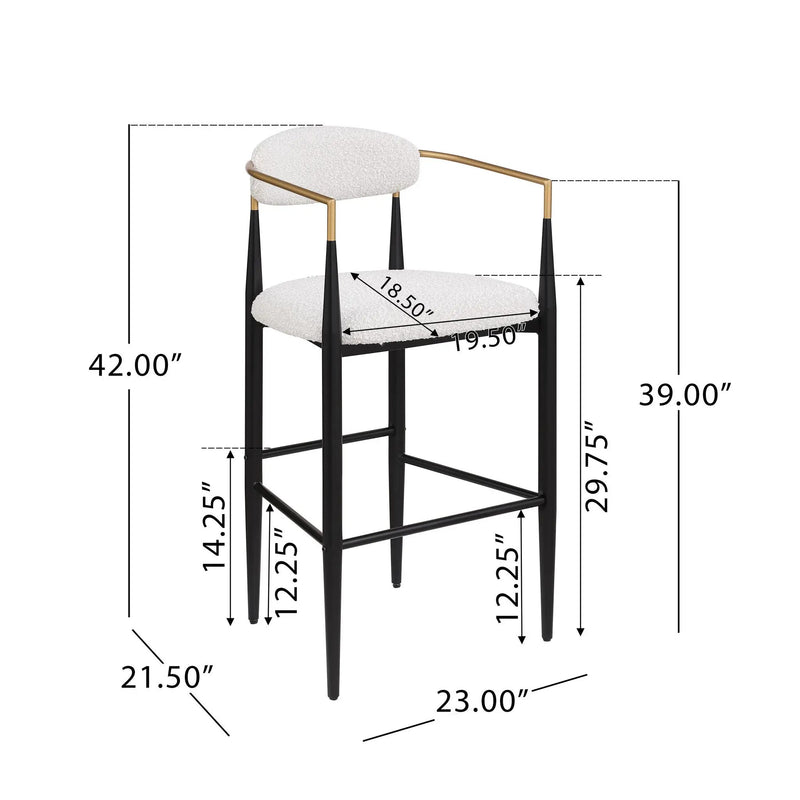 Upholstered Bar Stools With Backs for Kitchen Island (Set of 2) - Beige by HouseOfZazla