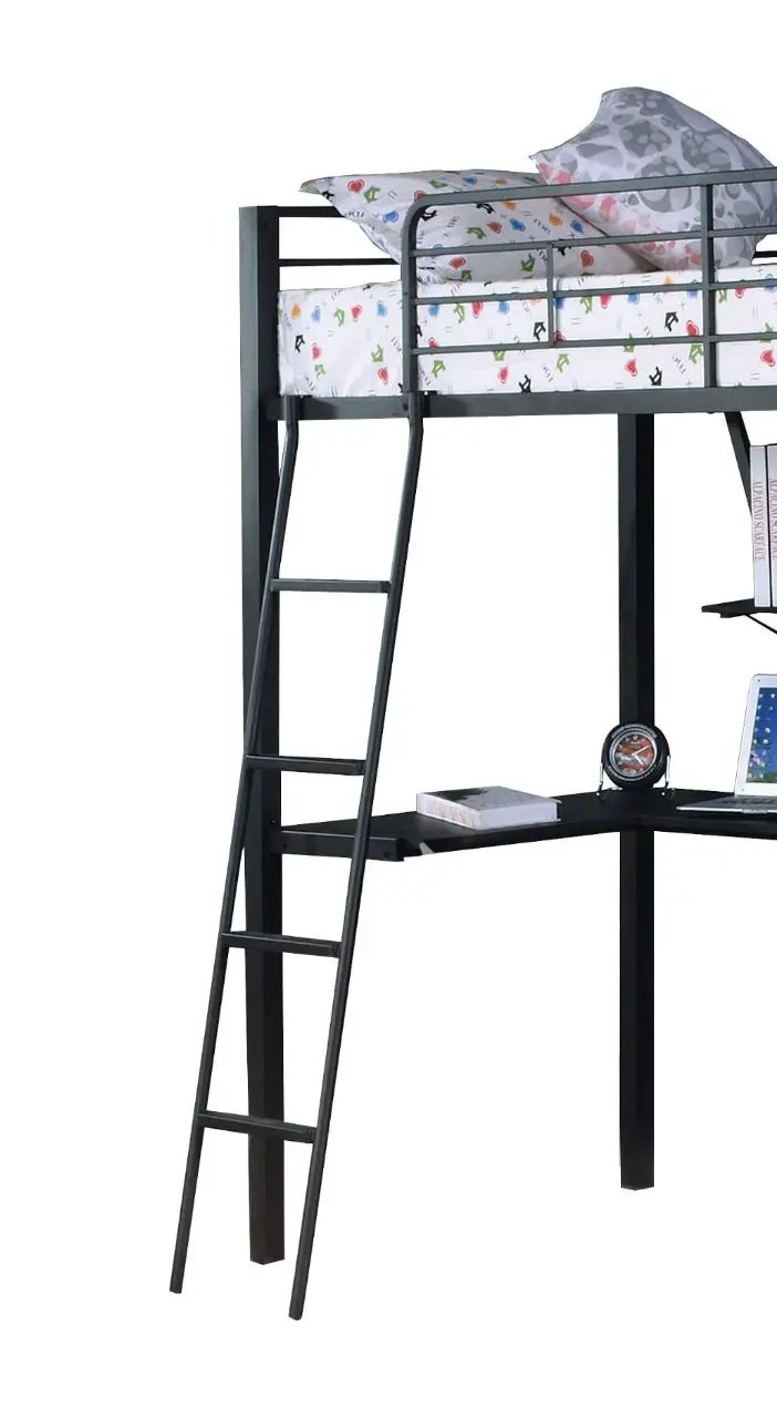 Senon - Twin Loft Bed With Desk - Black / Silver by Unique Piece Furniture