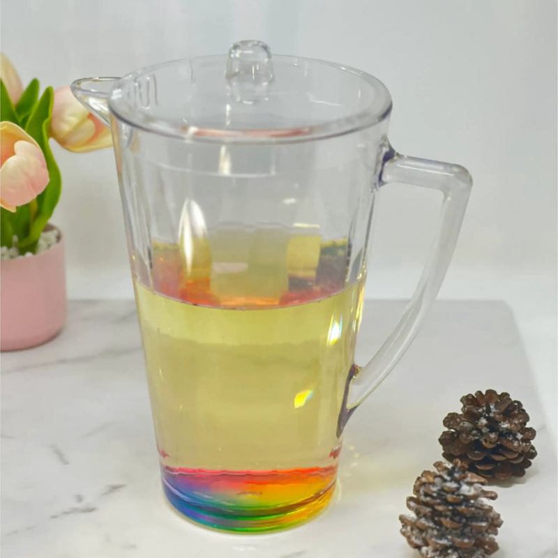 Rainbow Design Unbreakable Plastic Water Pitcher With Lid And Spout, 2.5 Quarts - Clear by HouseOfZazla