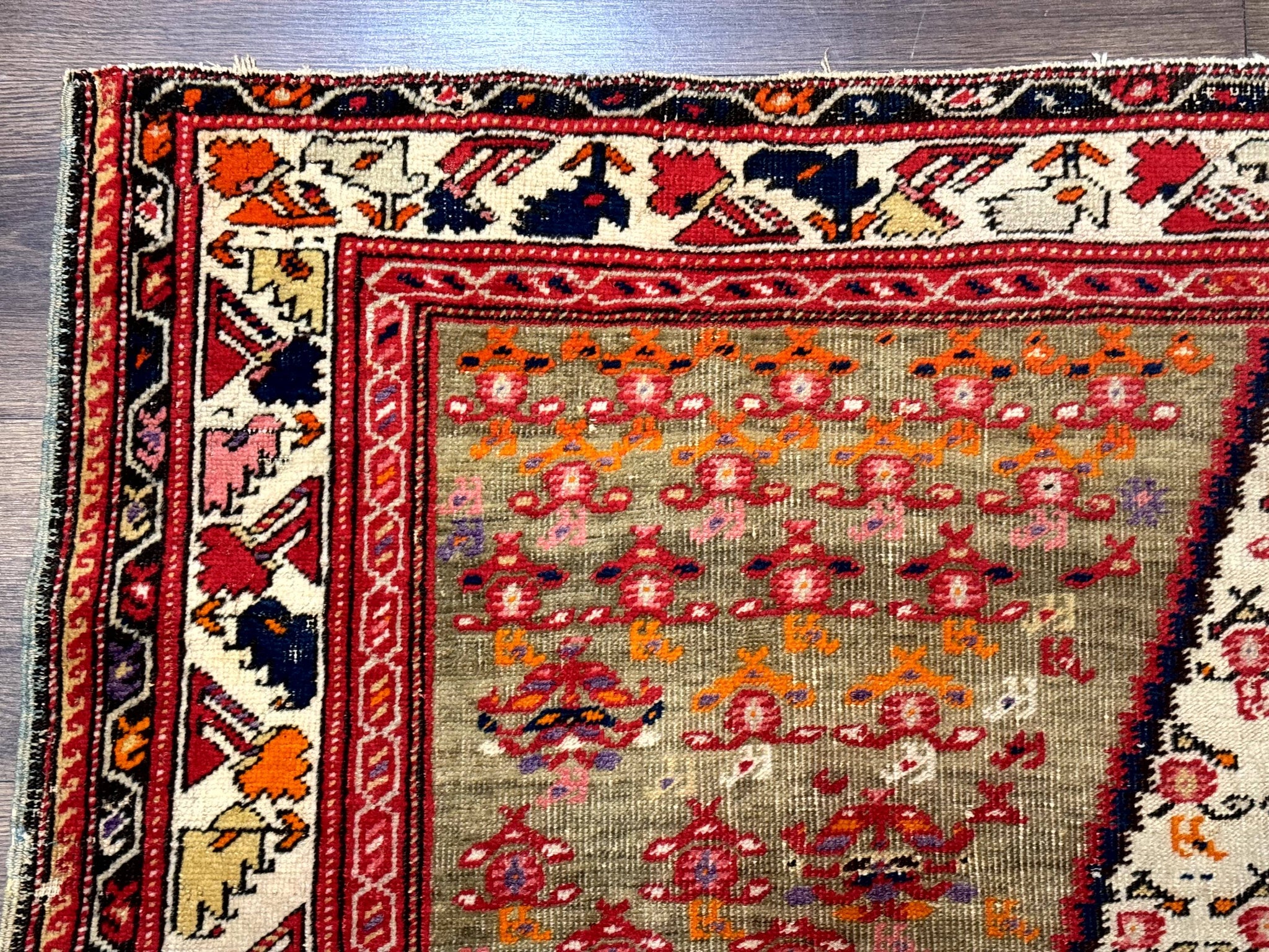 Antique Persian Malayer Rug 4x7, Tribal Senneh Carpet, Geometric, Diamond Design by Jewel Rugs