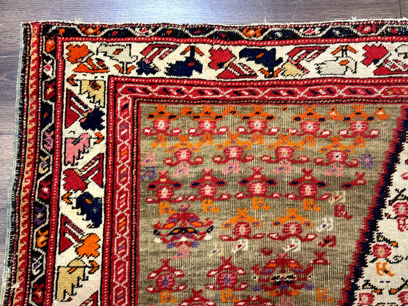 Antique Persian Malayer Rug 4x7, Tribal Senneh Carpet, Geometric, Diamond Design by Jewel Rugs