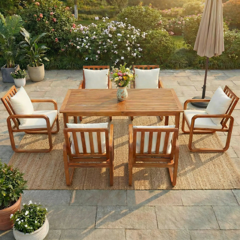 7 Pieces Patio Dining Set Outdoor Dining Table and Chairs by HouseOfZazla