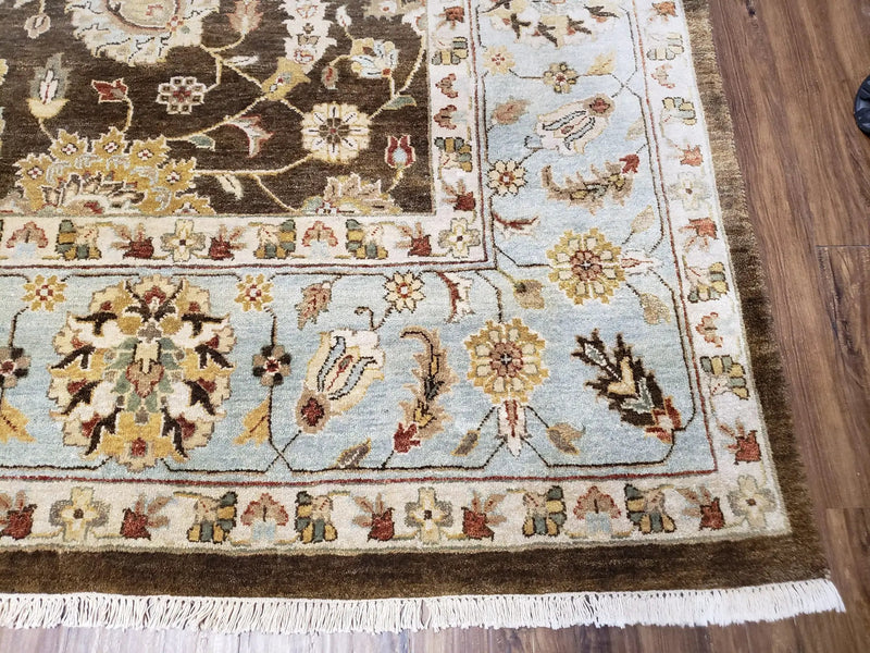 9x12 Vintage Handmade Wool Rug Carpet Indo Mahal Oushak Nice Brown Blue by Jewel Rugs
