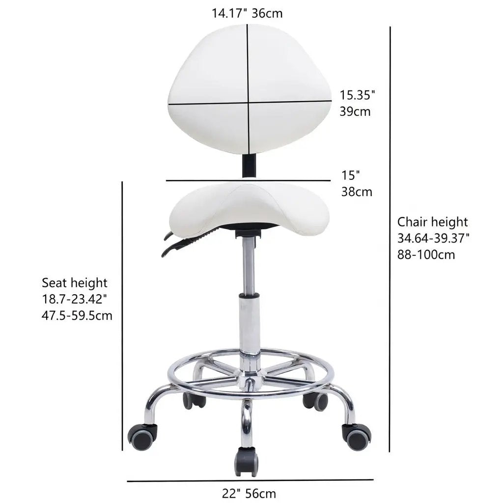 Saddle Stool Chair with Backrest - White by HouseOfZazla