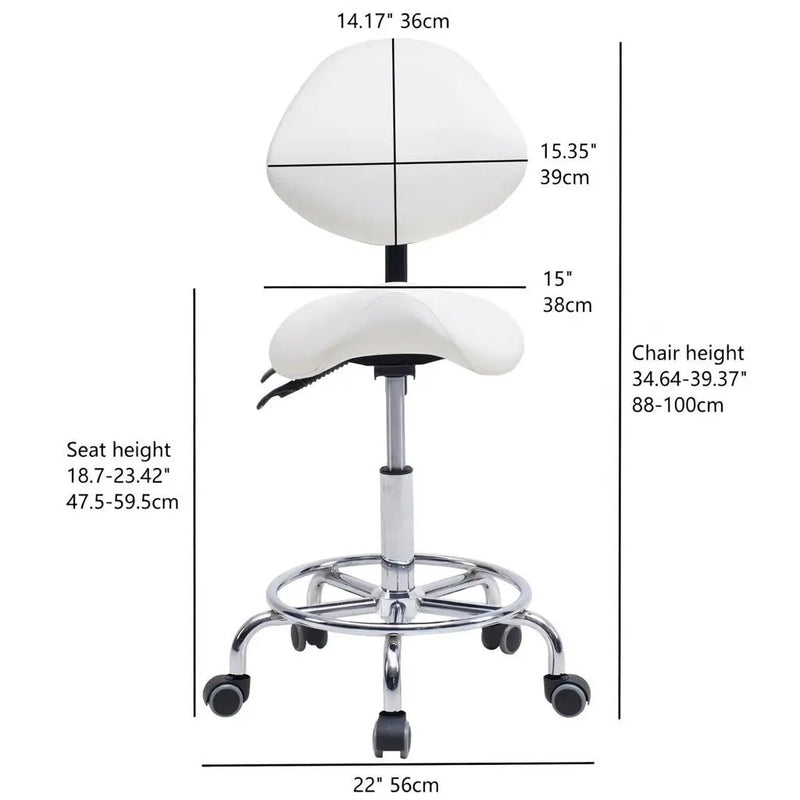 Saddle Stool Chair with Backrest - White by HouseOfZazla