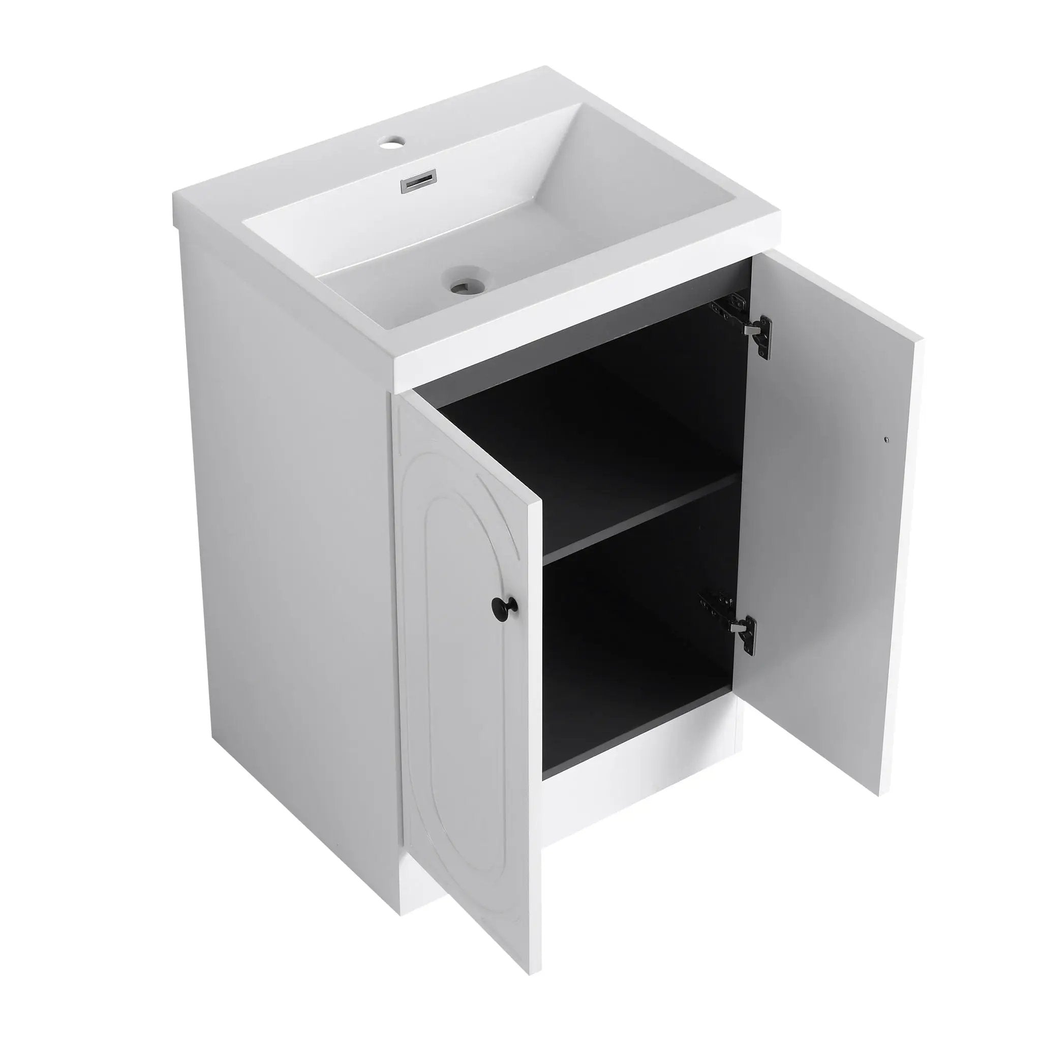 Contemporary Freestanding Bathroom Vanity With Resin Sink & Soft-Close Cabinet Doors by HouseOfZazla