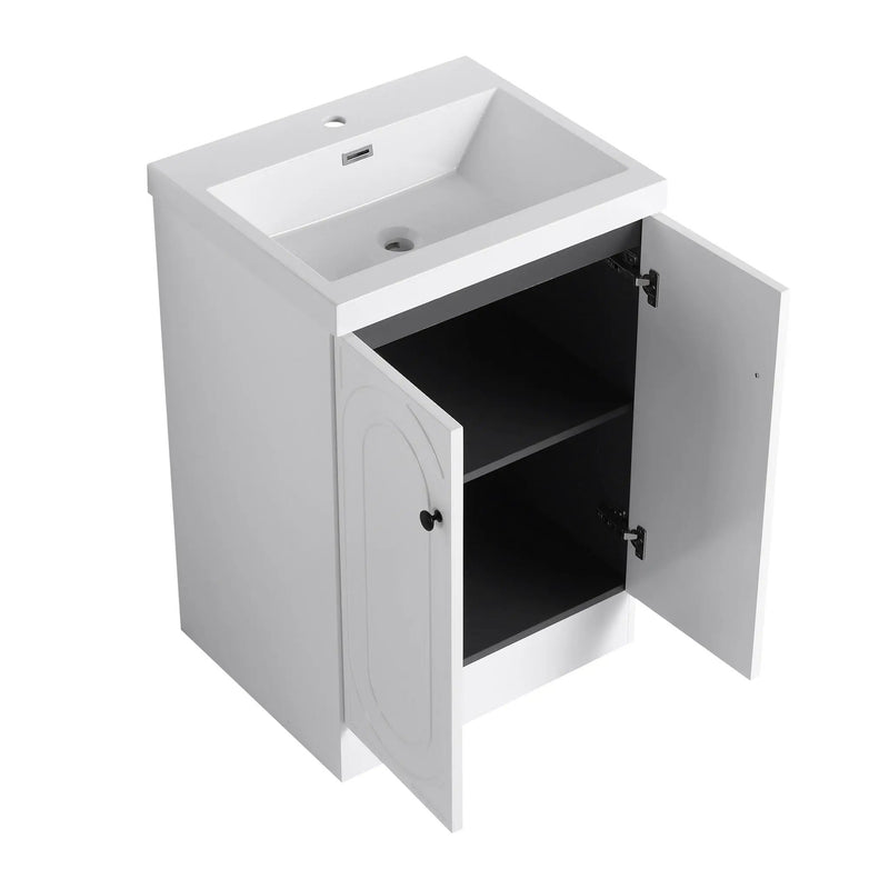 Contemporary Freestanding Bathroom Vanity With Resin Sink & Soft-Close Cabinet Doors by HouseOfZazla
