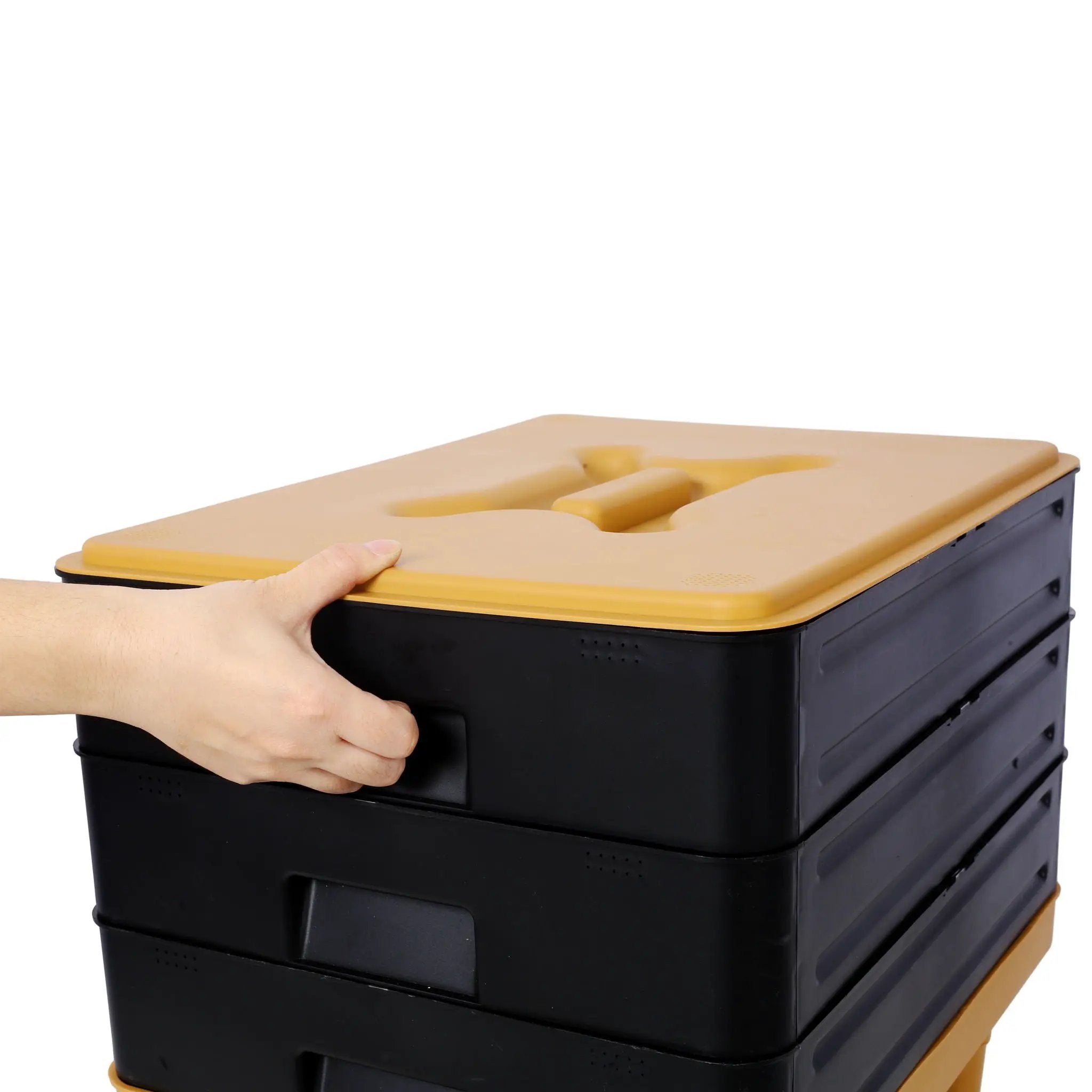 Durable 3 Tray Worm Farm Kit For Efficient Vermicomposting, 65L Capacity - Yellow / Black by HouseOfZazla