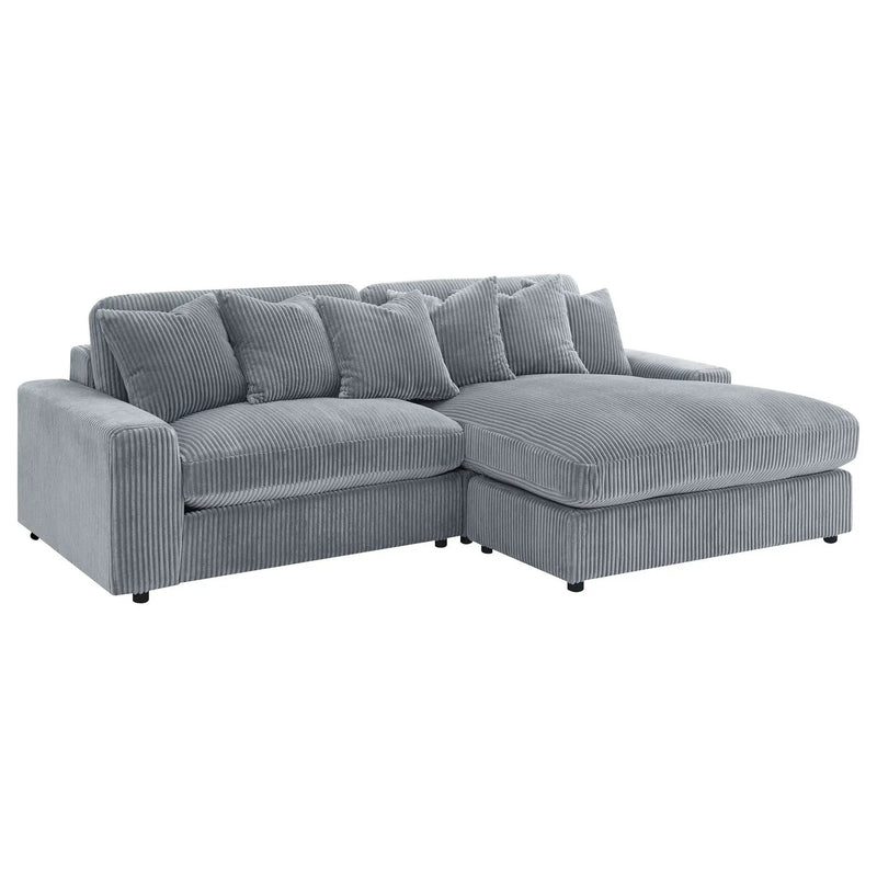 Marcus - Fog Track Arms Reversible Sectional With Pillows - Fog by HouseOfZazla
