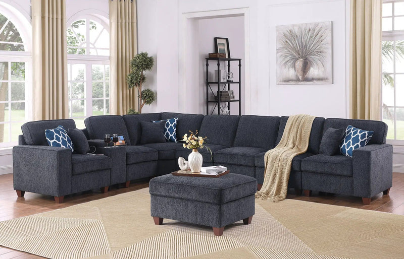 Lily - Sectional Sofa With Ottoman - Black by Unique Piece Furniture