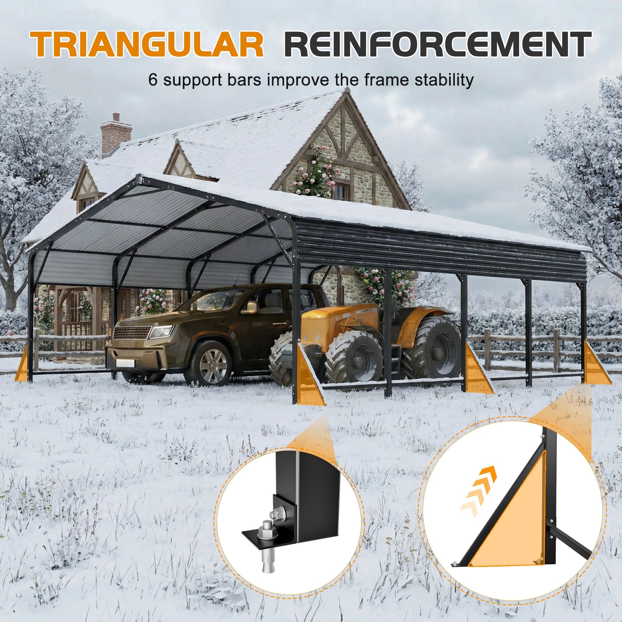 20'x20' Galvanated Steel Carport Canopy by HouseOfZazla