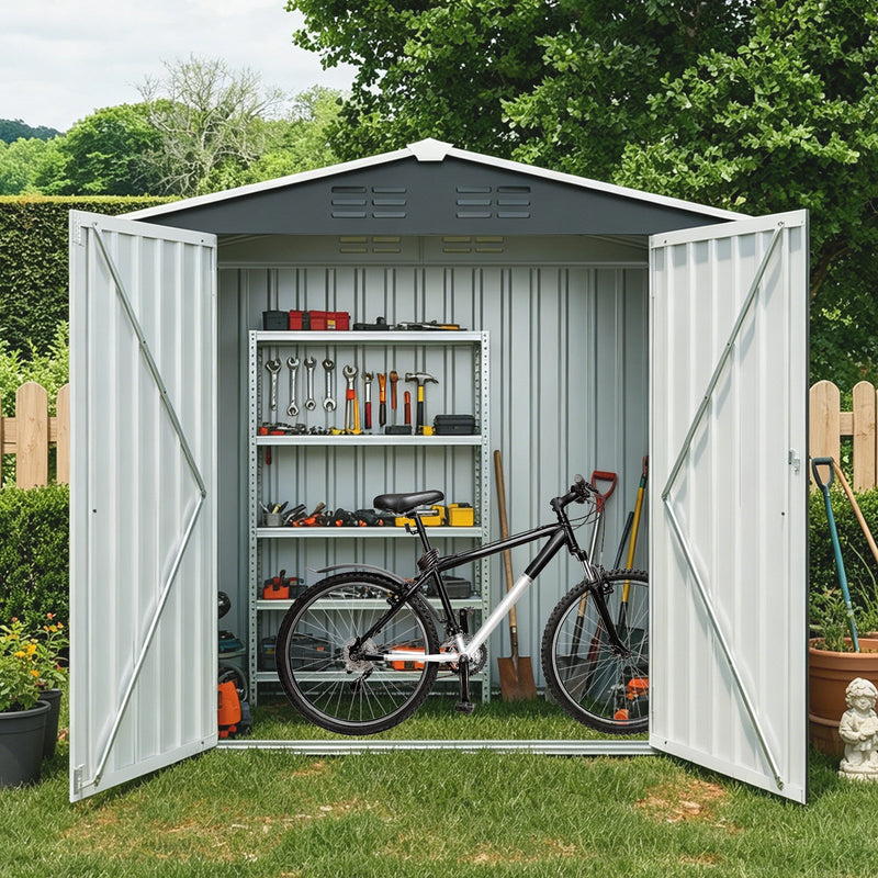 8ft x 4ft Outdoor Metal Storage Shed with Lockable Latch by HouseOfZazla