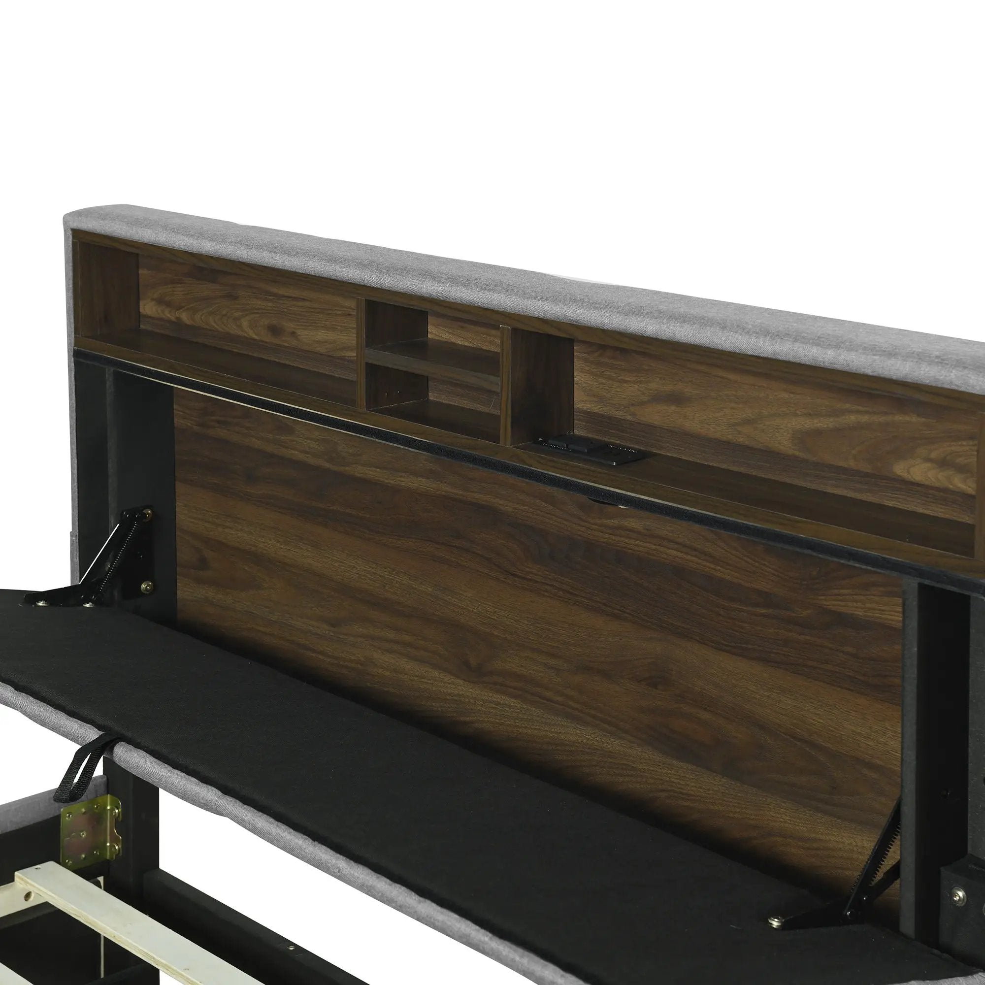 Upholstered Platform Bed With Storage Headboard, Trundle & 2 Drawers And A Set Of Sockets & USB Ports by HouseOfZazla