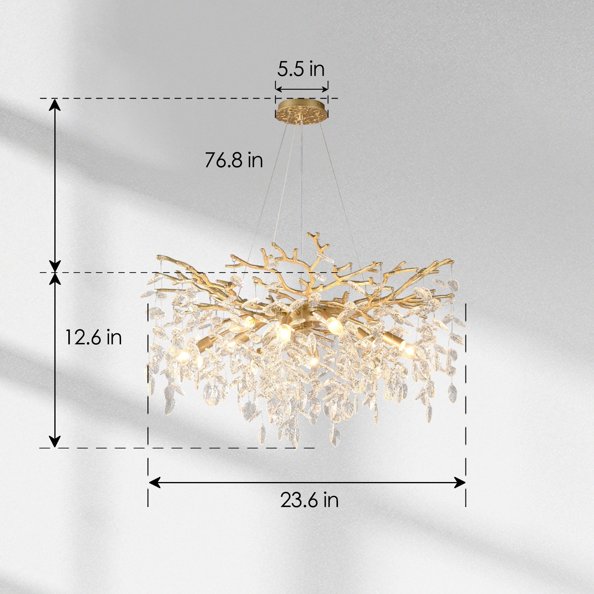 8-Light Crystal Gold Chandelier for Dining Room and Kitchen Island by HouseOfZazla