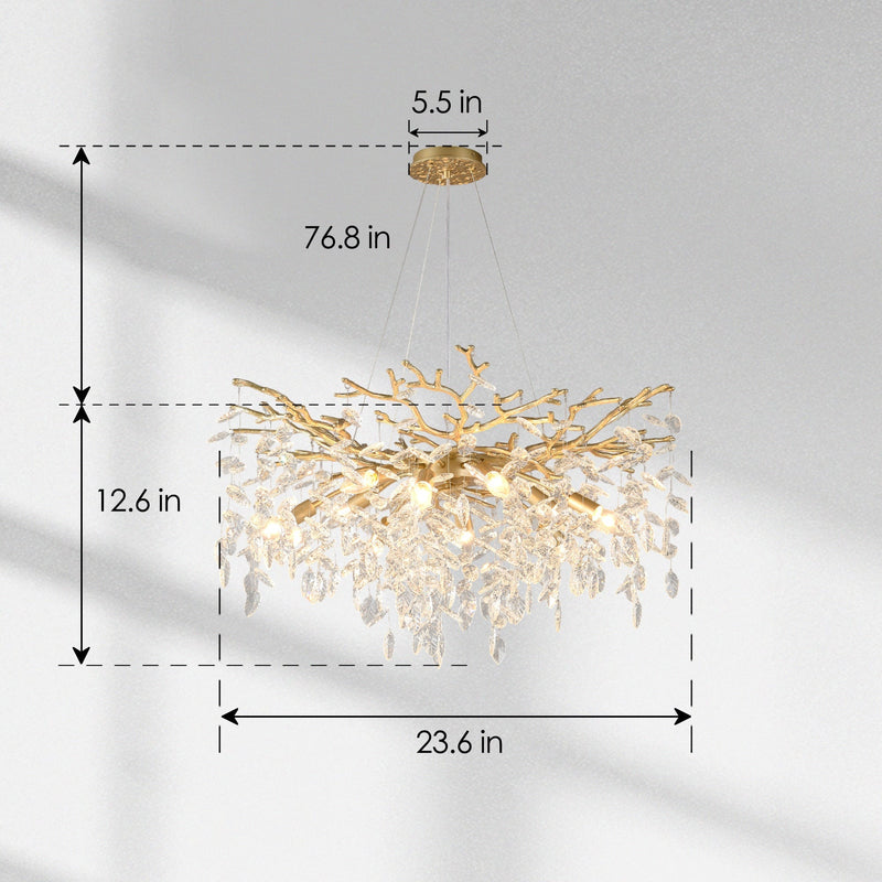 8-Light Crystal Gold Chandelier for Dining Room and Kitchen Island by HouseOfZazla