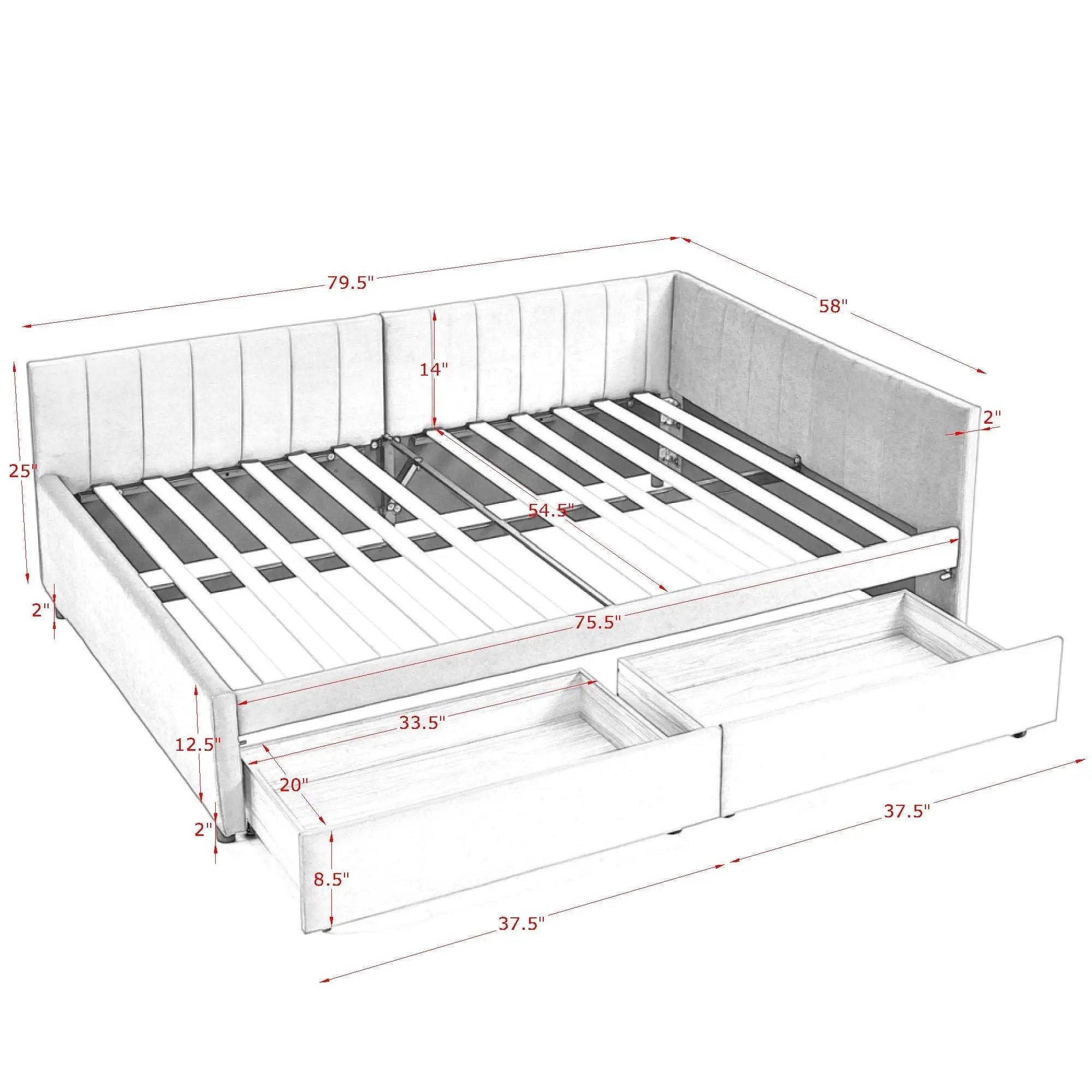 Upholstered Tufted Daybed Frame With Storage Drawers by Unique Piece Furniture