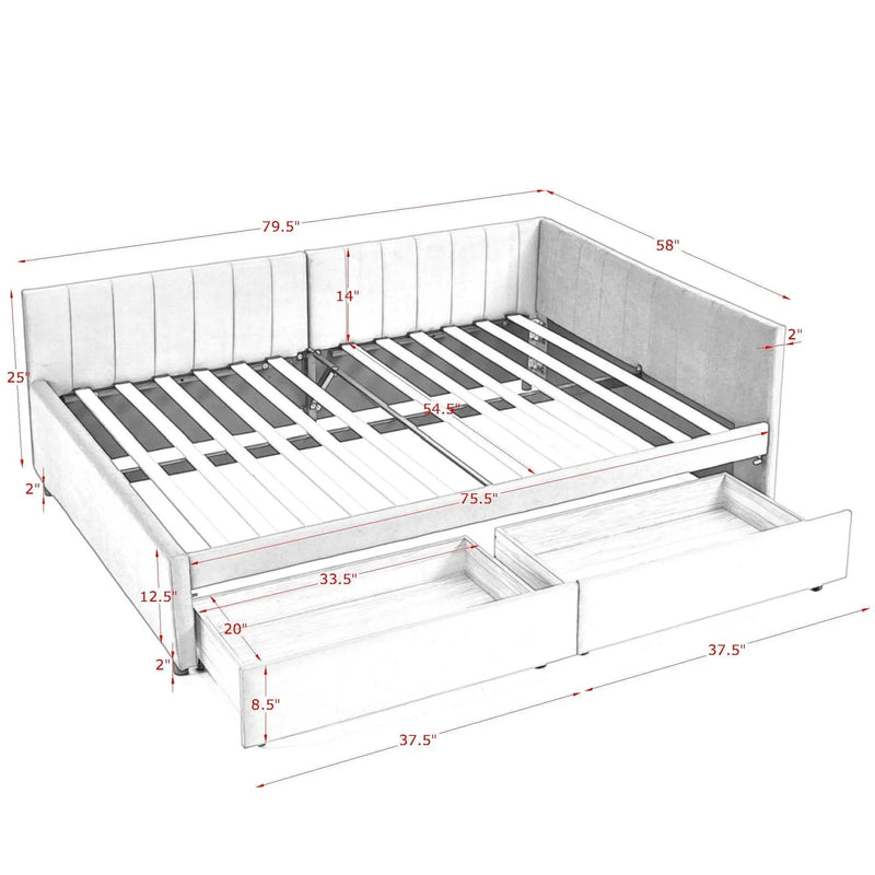 Upholstered Tufted Daybed Frame With Storage Drawers by Unique Piece Furniture