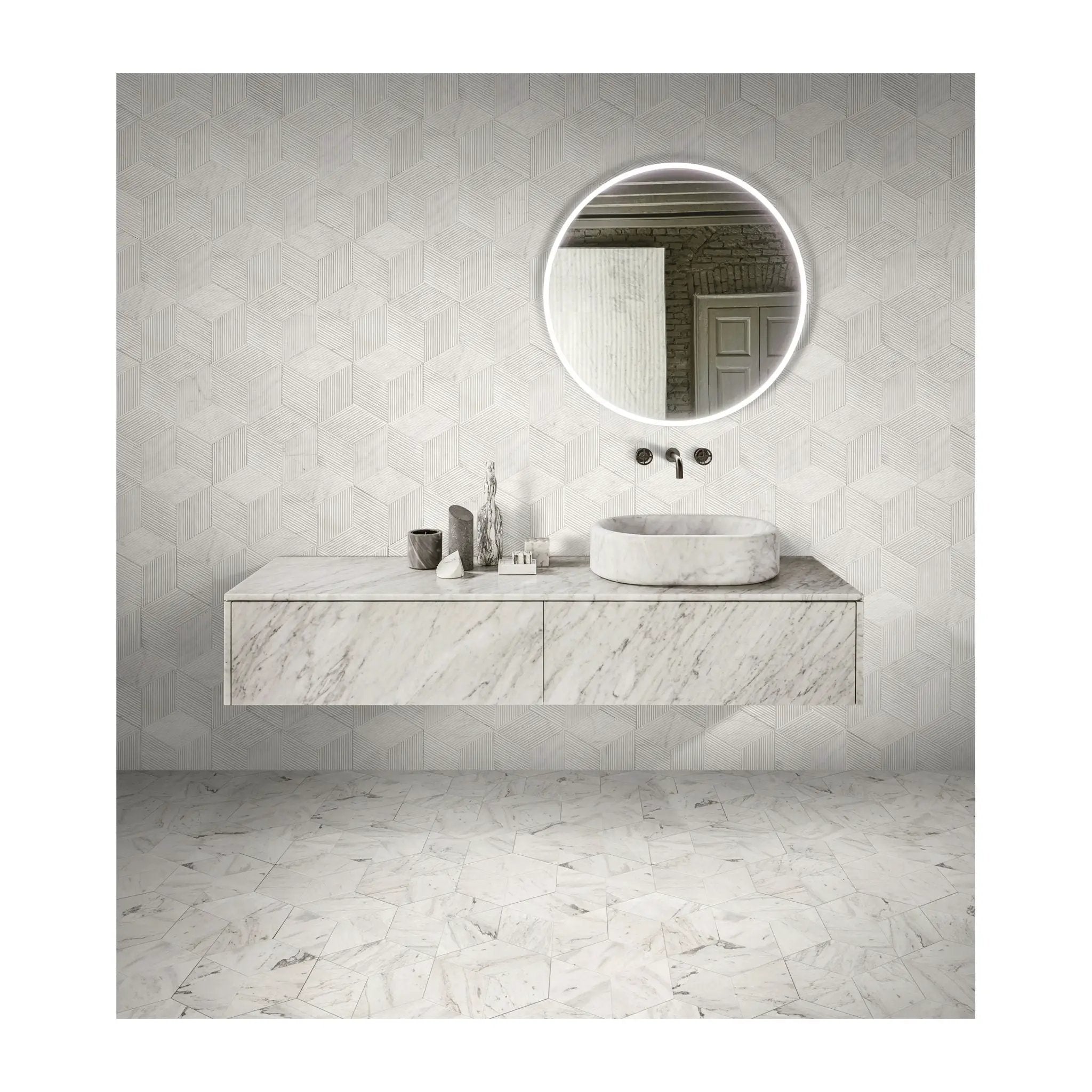 Hexagon Natural Marble Polished Tile For Wall And Floor (Set of 12) by HouseOfZazla