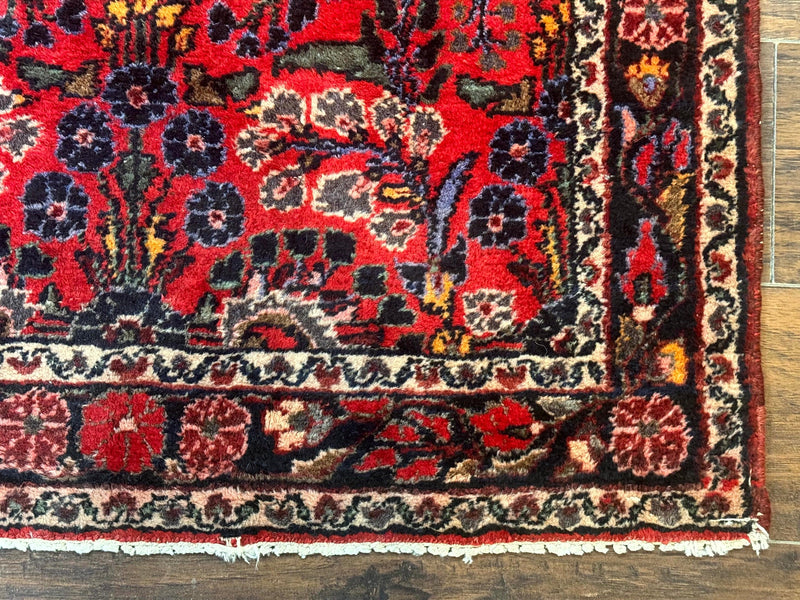 Persian Rug 3x5, Red Tribal Rug, Semi Antique, Wool Rug 3 x 5, Persian Hamadan Rug by Jewel Rugs
