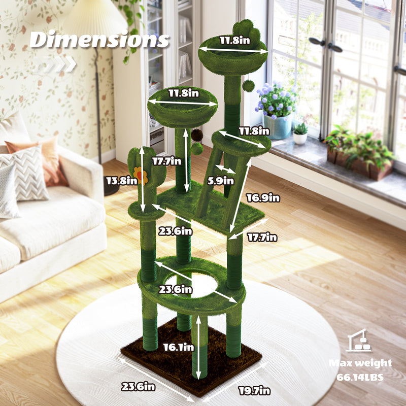 72in Cactus Cat Tree Tall Cat Tower for Indoor Cats by HouseOfZazla