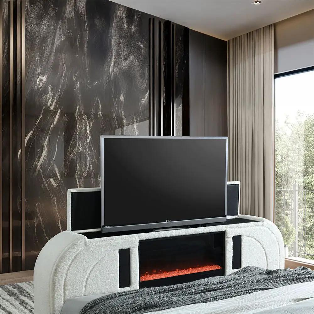 Shelyn - Bed With LED, TV Cabinet, Fireplace & Bluetooth by Unique Piece Furniture