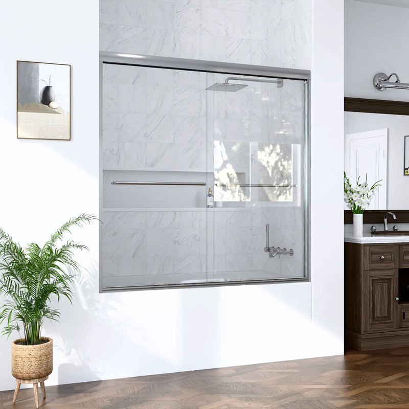 Semi-Frameless Double Sliding Shower Door by HouseOfZazla