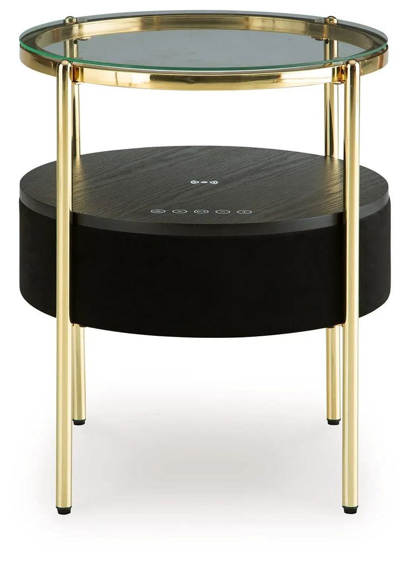 Nedman - Accent Table With Speaker - Black / Gold Finish by Unique Piece Furniture