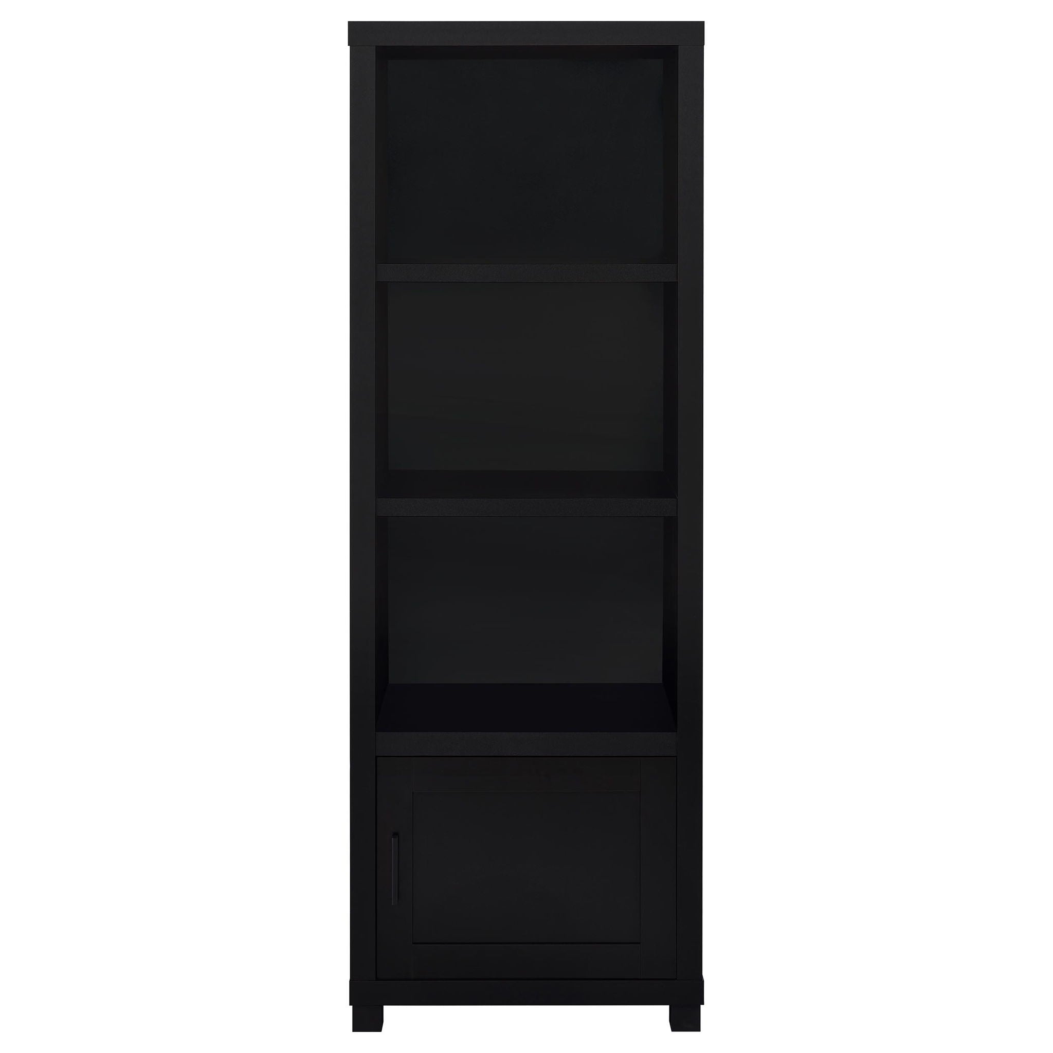 Sandl - 3 Shelf Media Tower With Cabinet Storage Solution - Black by HouseOfZazla