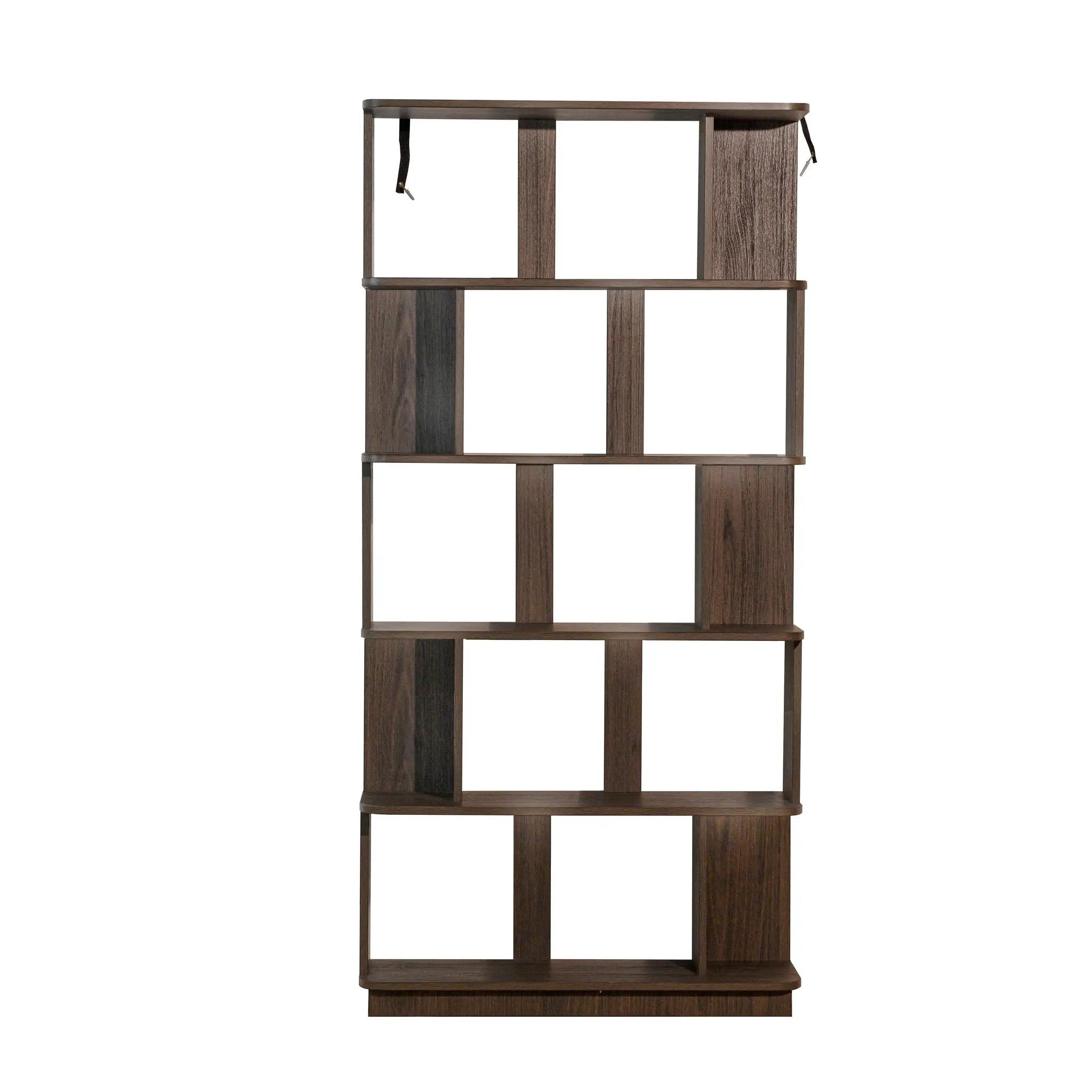 5 Tier Open Bookshelf, Free Combination Storage Shelving For Living Room - Dark Brown by HouseOfZazla
