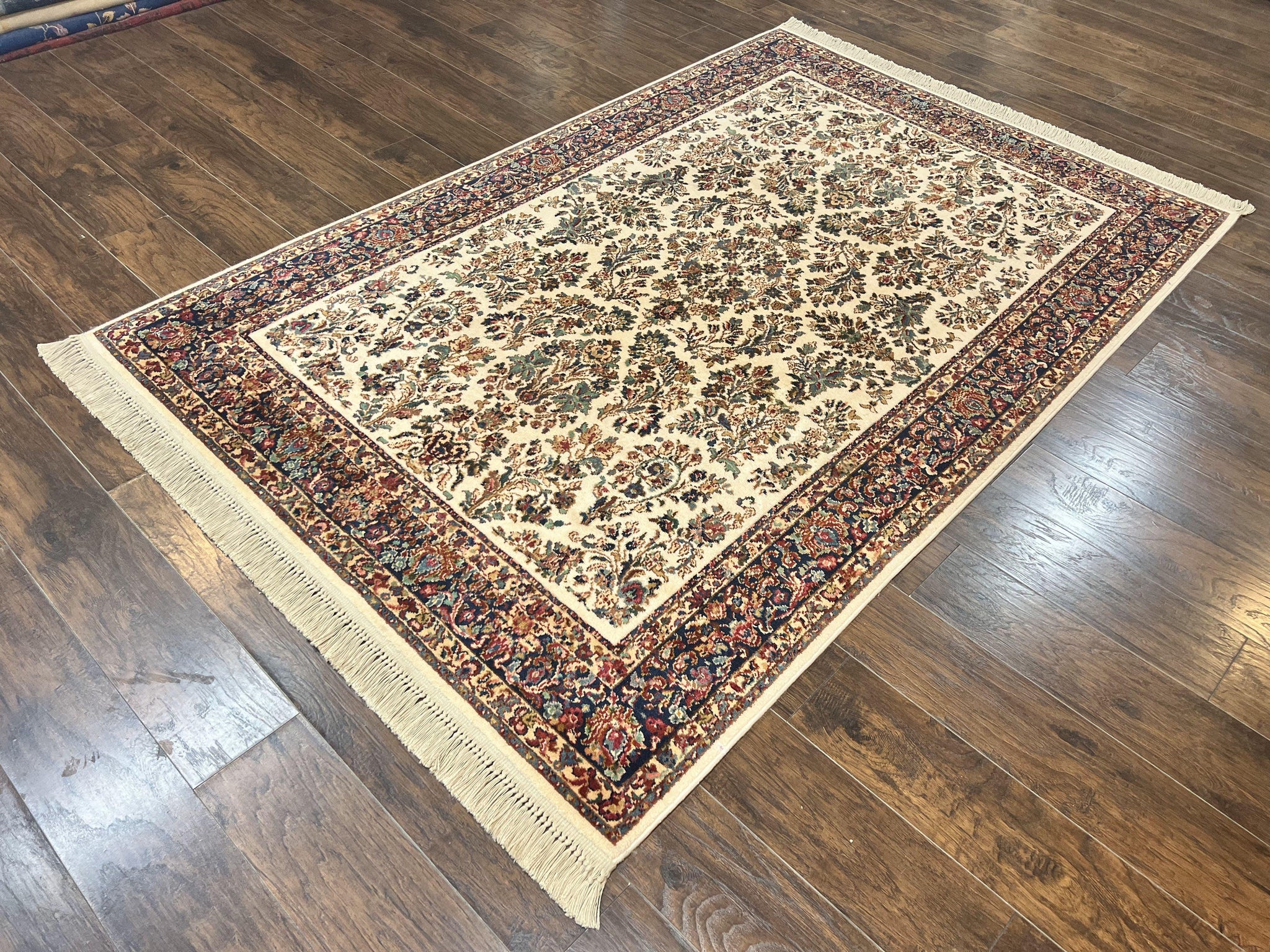 Karastan Rug 5.9 x 9, Ivory Sarouk #760, Wool Vintage Original Collection 700 Series by Jewel Rugs