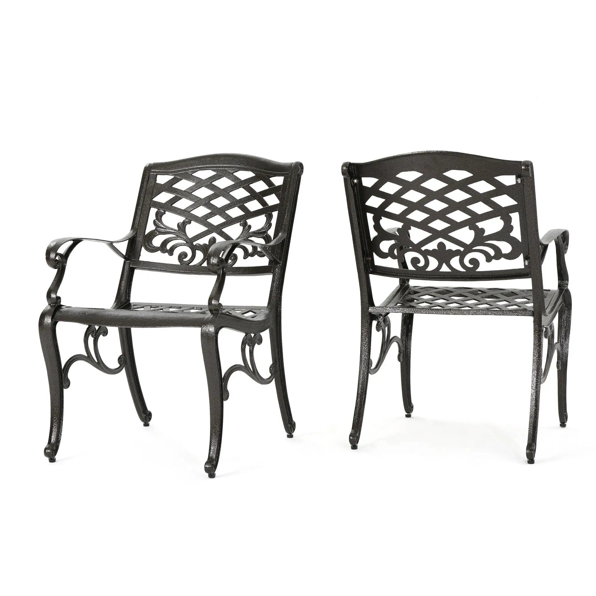 Luminea Outdoor Aluminum Dining Chair with Scroll Design, Bronze by HouseOfZazla