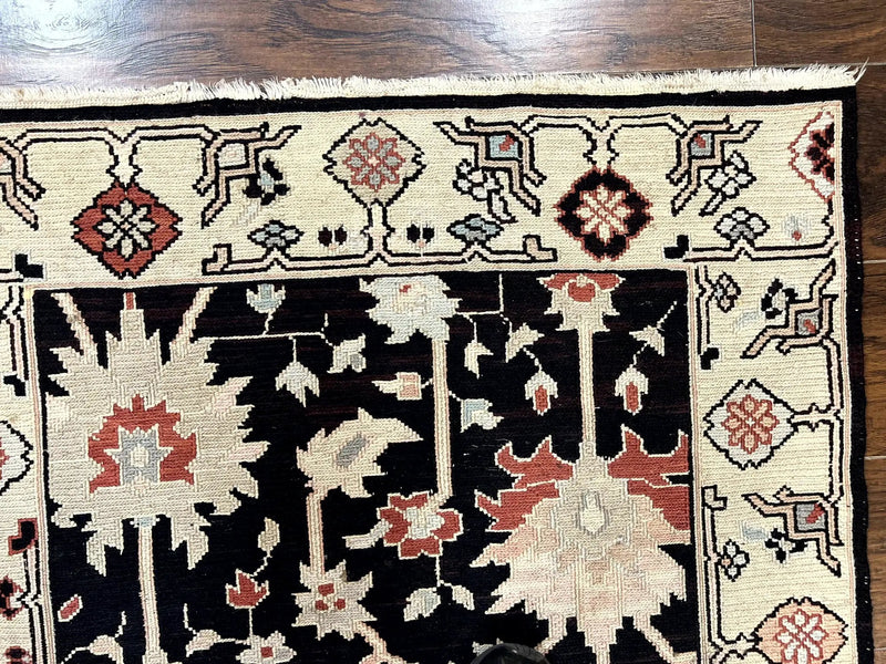 Turkish Flatweave Kilim Rug 3x5, Black, Handmade Vintage Wool Carpet by Jewel Rugs