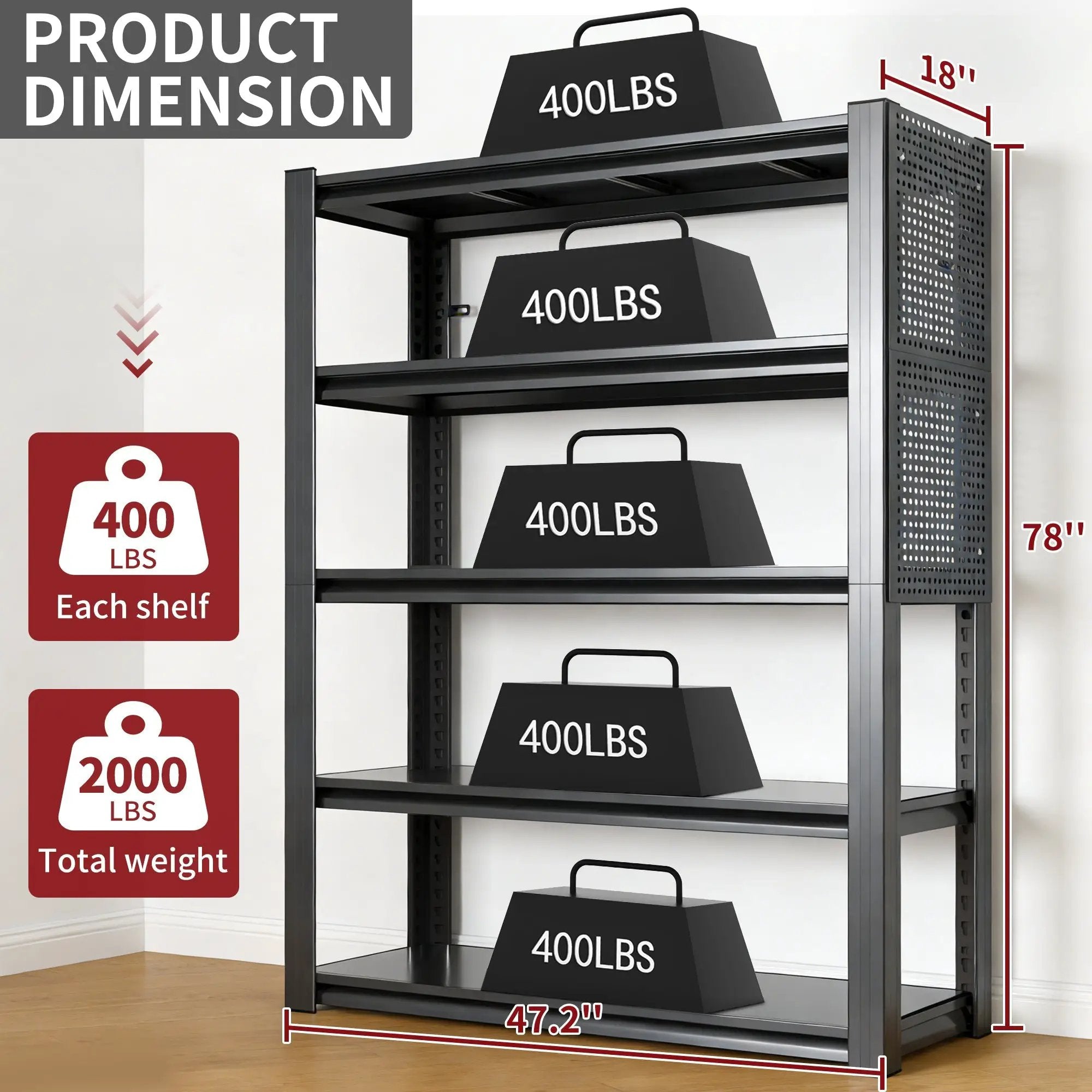 78"H 5-Tier Adjustable Heavy-Duty Storage Shelving Unit by HouseOfZazla