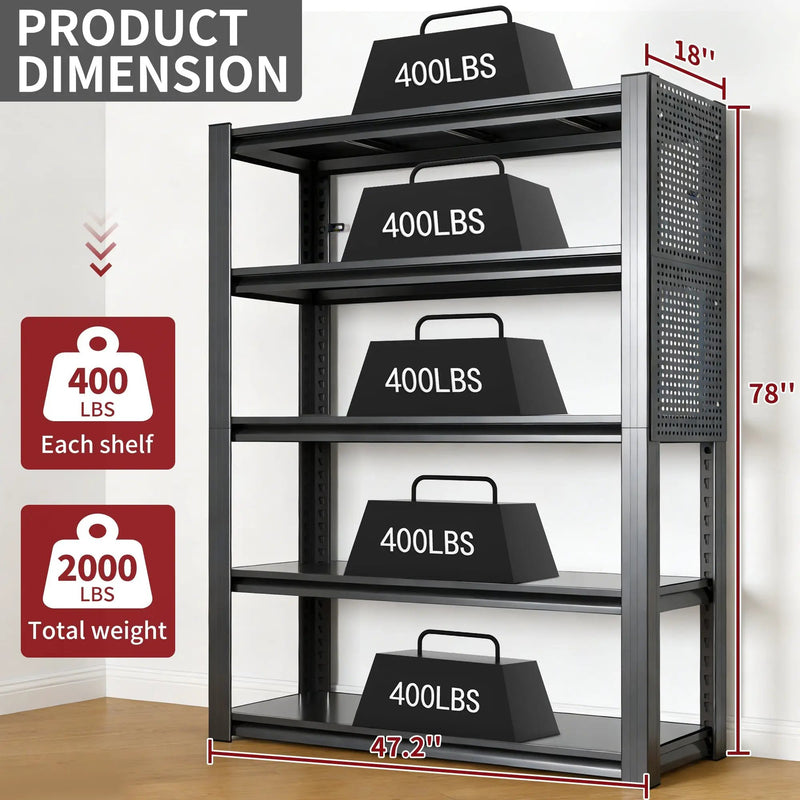 78"H 5-Tier Adjustable Heavy-Duty Storage Shelving Unit by HouseOfZazla