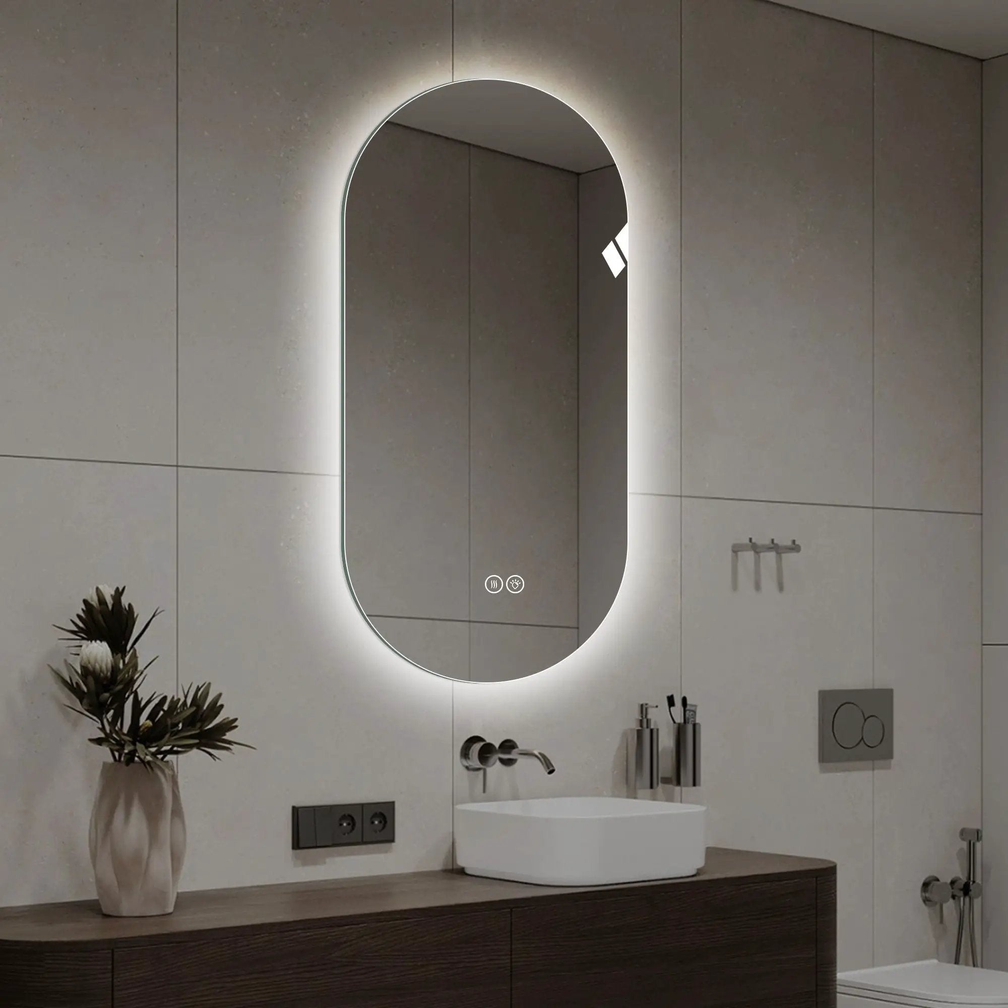 Smart Wall Mounted LED Touch Screen Mirror With Anti-Fog Function And Adjustable Lighting by HouseOfZazla