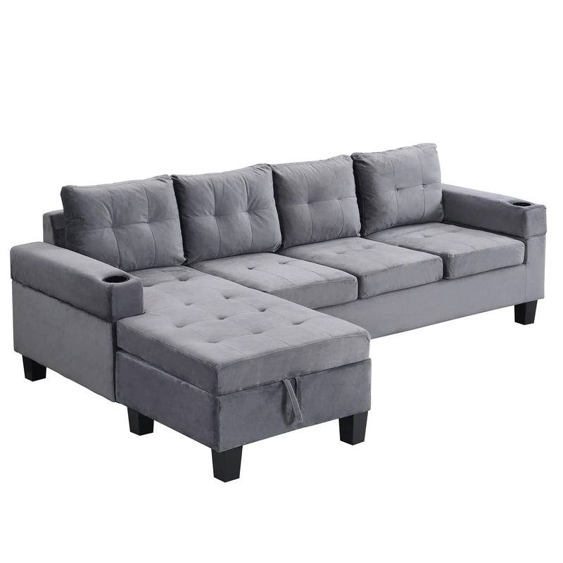 Modern Sectional Sofa Set With L Shape Chaise Lounge And Storage by Unique Piece Furniture