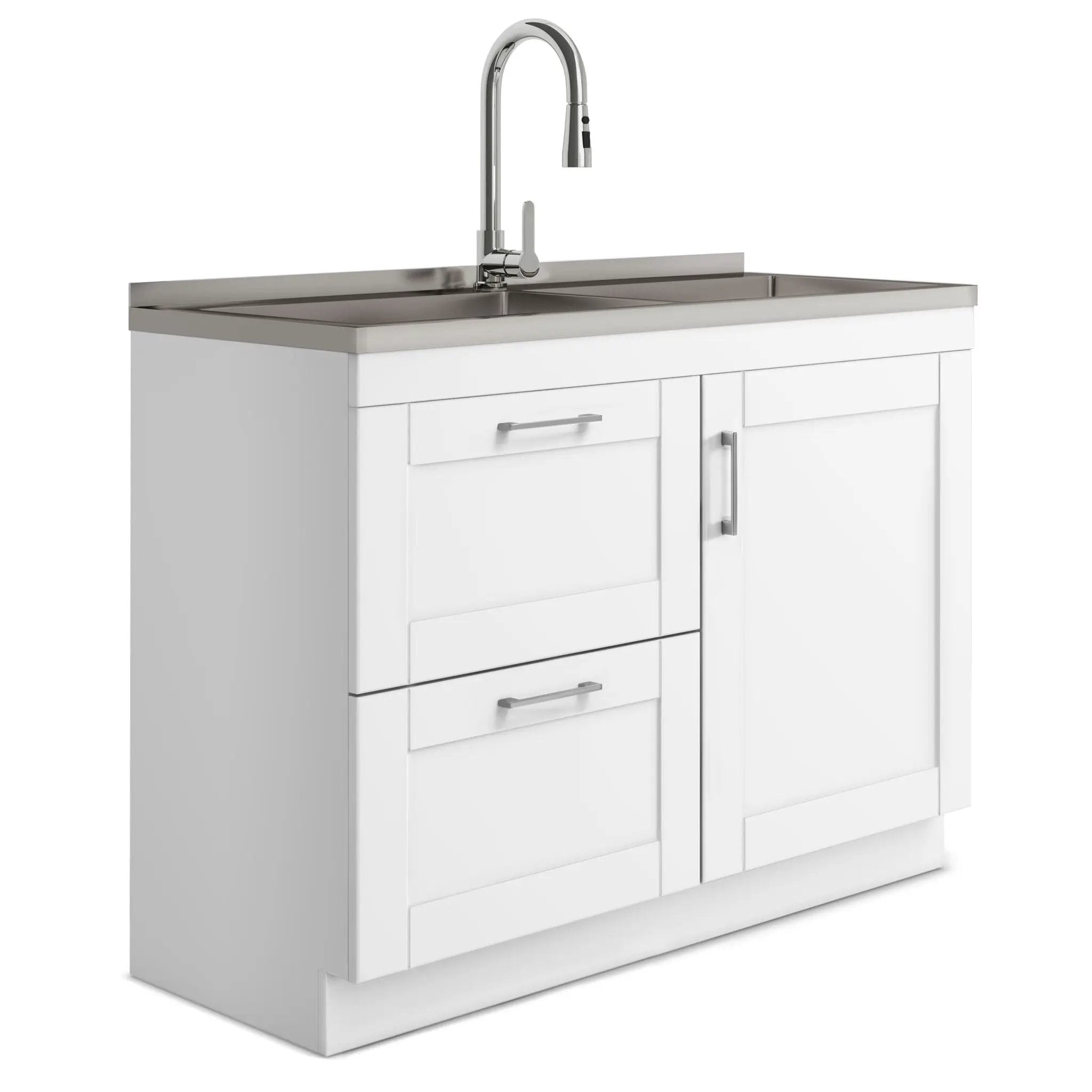 Shaker - Modern Wide Laundry Cabinet With Faucet And Sink - White by Unique Piece Furniture