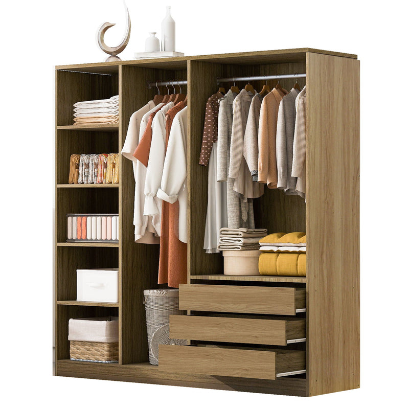 Doorless Storage Wardrobe For Dedroom With Shelves And 3 Drawers by HouseOfZazla