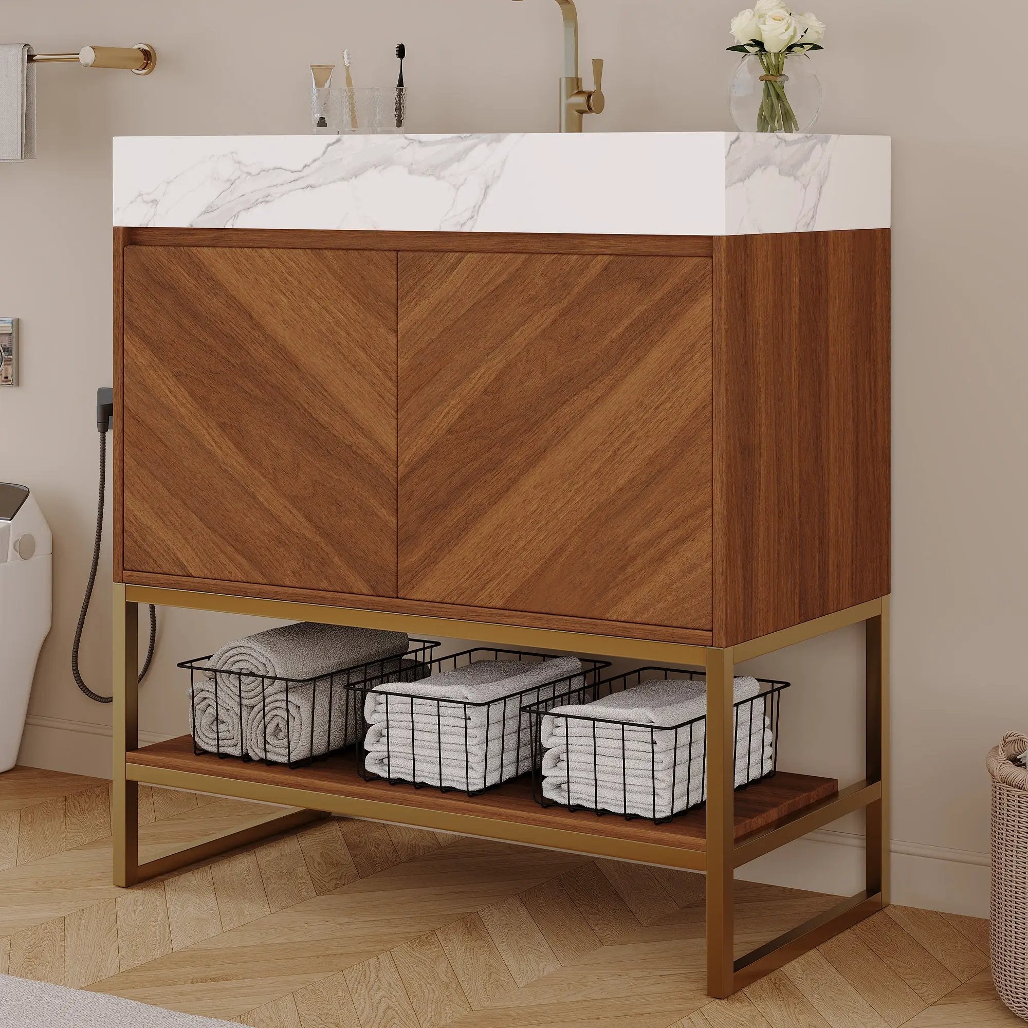 29.9" Modern Free-standing Bathroom Vanity with Ceramic Sink by HouseOfZazla
