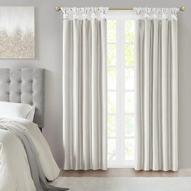 Twist Tab Total Blackout Window Curtain Panel White 50x95 by HouseOfZazla
